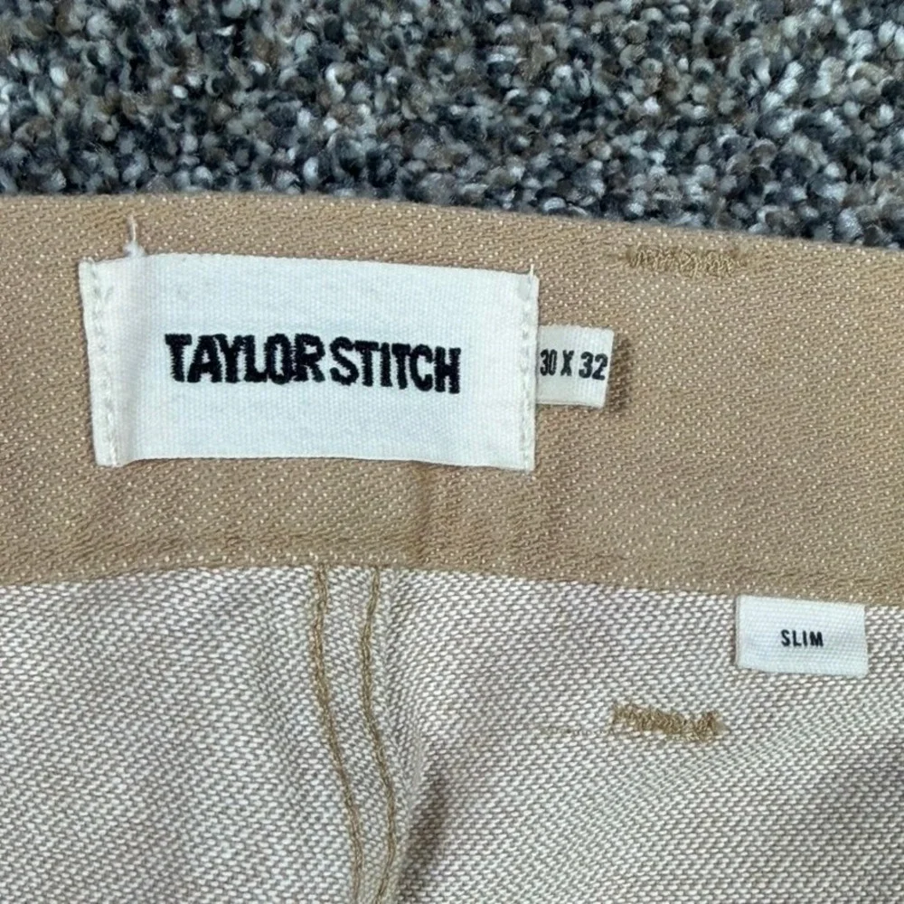 Taylor Stitch Slim Jean Men 30x32 Khaki Tan 100% Organic Cotton Five Pocket Pant
